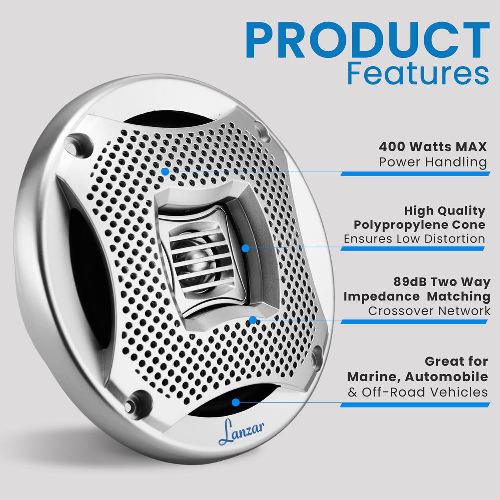 product image number 6 for Lanzar 400 Watts 5.25"2-Way Marine Speakers