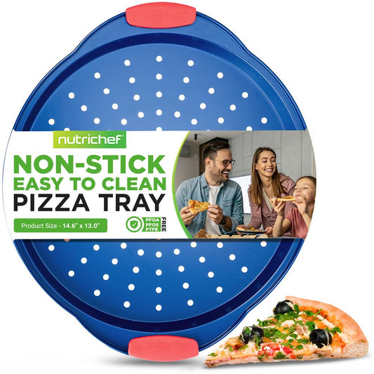 13" Nonstick Pizza Tray - Easy Grip, Carbon Steel, Blue