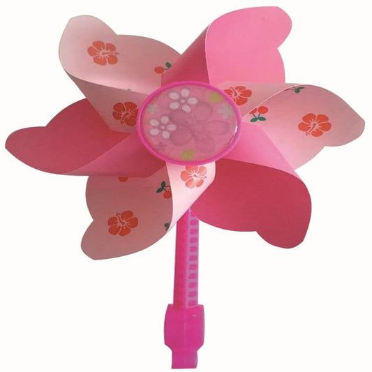 Kids Bike Pinwheel - Automatic Spin, PVC Plastic, Pink