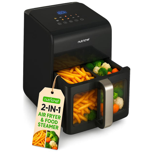 6L Electric Air Fryer & Steamer, 12 Presets, Transparent Window