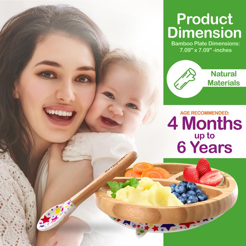 product image number 2 for NutriChef Silicone Bamboo Baby Plate & Spoon
