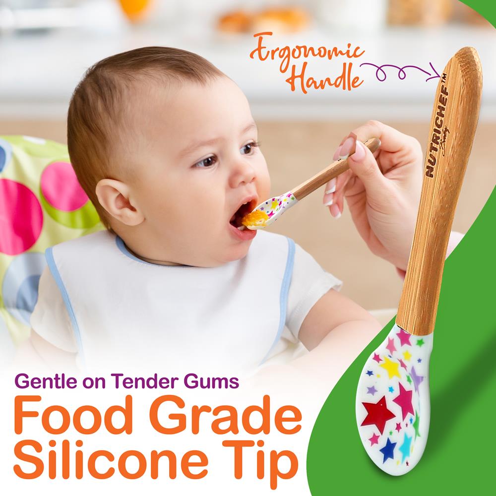 product image number 4 for NutriChef Silicone Bamboo Baby Plate & Spoon