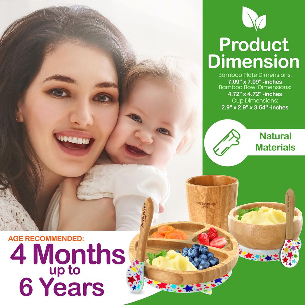 product image number 2 for NutriChef Silicone Bamboo Dinnerware Set For Kids