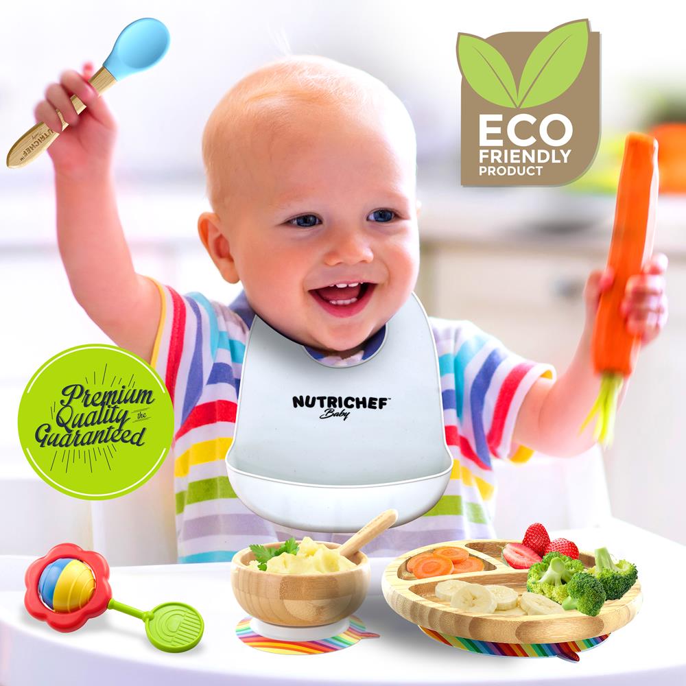 product image number 6 for NutriChef Silicone Bamboo Spoons For Kids