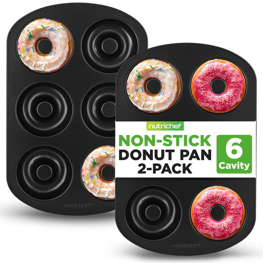 Nonstick Donut Pans 2-Pack, Easy Clean Carbon Steel, Oven Safe 450°F