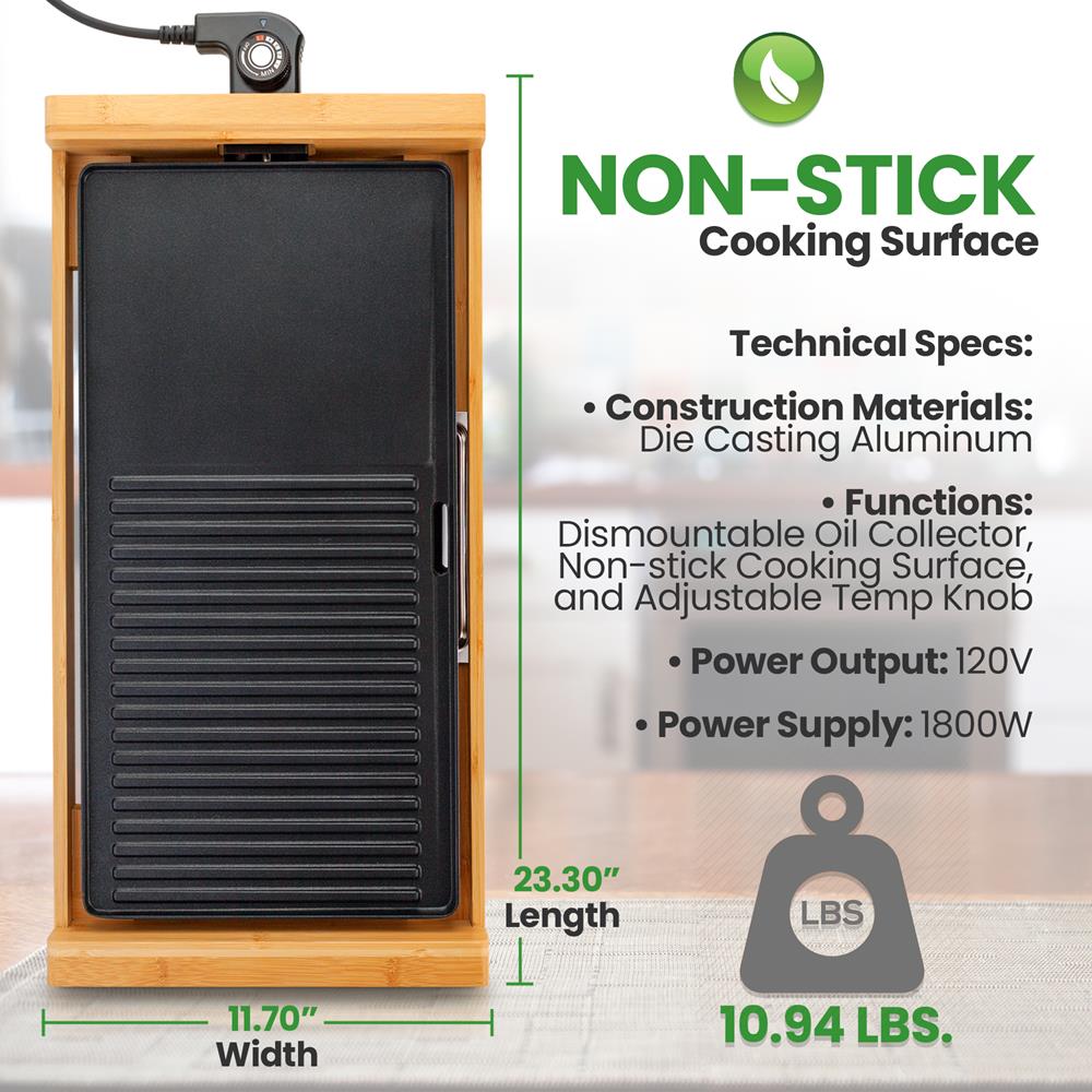 product image number 6 for NutriChef Detachable Electric Bamboo Grill
