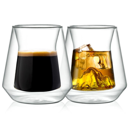 Verres à double paroi isolés - Sans condensation, en borosilicate, transparents, 8 oz, 2 pièces