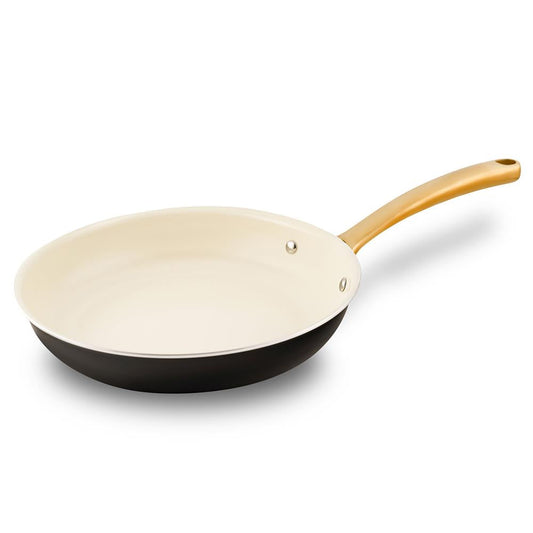8" Non-Stick Frying Pan, Even Heat, Ceramic Coating, Golden Titanium Handle