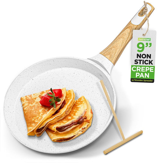 Non-Stick Crepe Pan, Even Heat, Marble Coating, White Cream