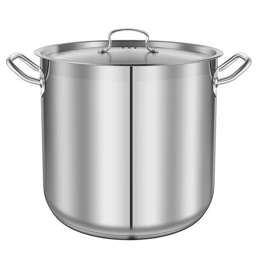 30 Qt Stainless Steel Stockpot, Even Heat, Induction Compatible