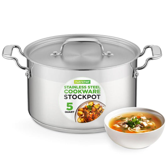 5-Quart Stockpot for Even Heat, Stainless Steel, Induction Compatible