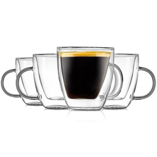 Ensemble de tasses à espresso, verre à double paroi isolé, 5,2 oz, transparent