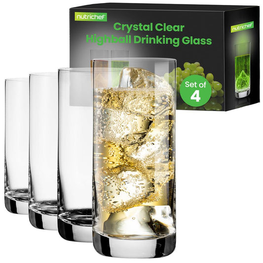 Ensemble de verres Highball 4 pièces, cristal durable, 14,2 oz, hauts, transparents