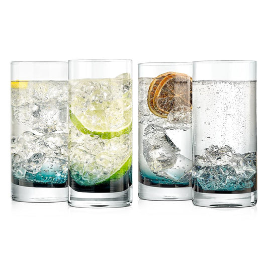 Verres Highball 12,5 oz Lot de 4 - Cristal durable sans plomb, transparent