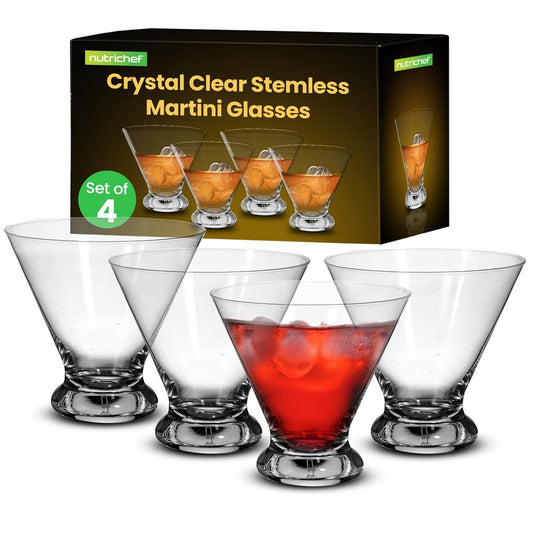 Ensemble de 4 verres à martini, cristal sans plomb, résistant aux chocs, 8,4 oz