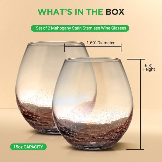 Verres à vin sans pied 54cl, cristal soufflé à la main, compatibles lave-vaisselle