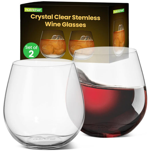 Verres à vin sans pied, lot de 2, cristal résistant aux chocs, 44 cl