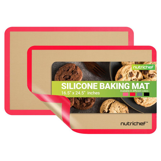 Silicone Baking Mats - Nonstick, Oven-Safe 480°F, Red, 24.4"x16.5"
