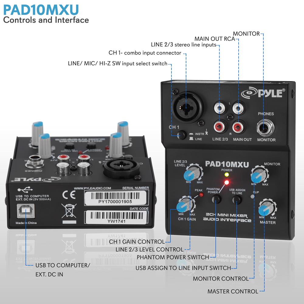 product image number 2 for Pyle Compact Dj Mixer Pro Audio Interface