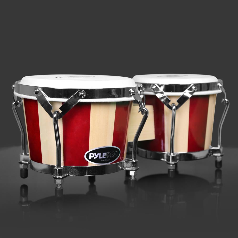 product image number 3 for Pyle Wooden Shell Bongo Drums