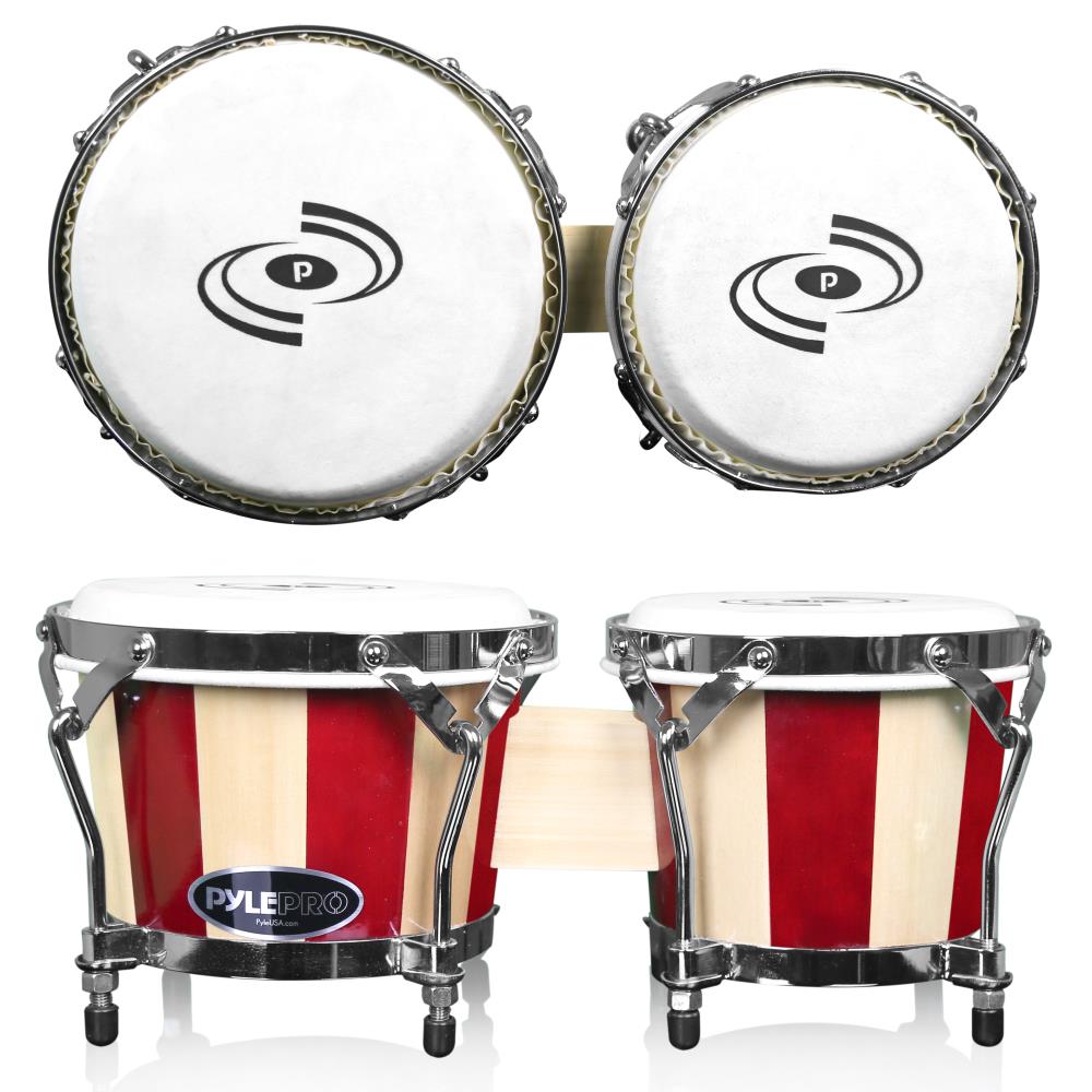 product image number 4 for Pyle Wooden Shell Bongo Drums
