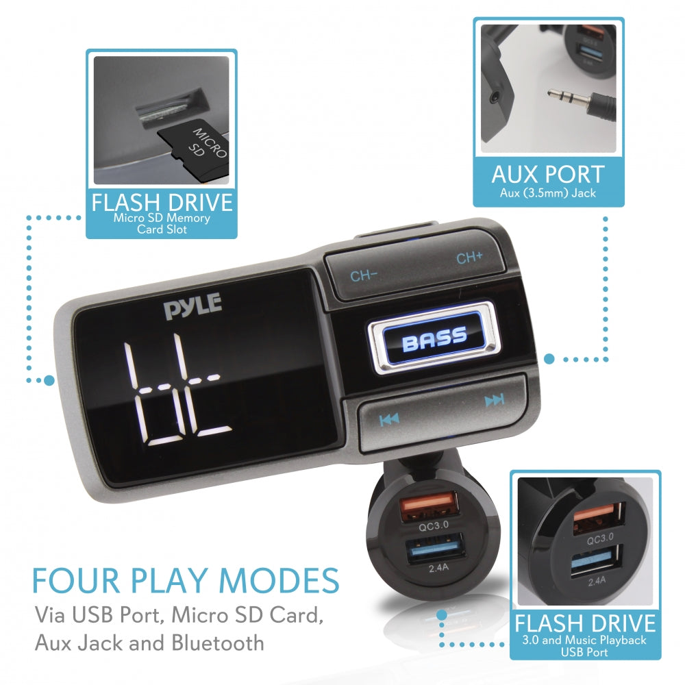 product image number 2 for Pyle Bluetooth Car Adapter With Quick Charge