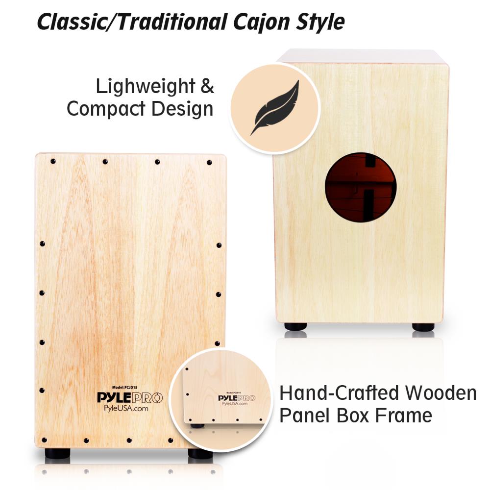 product image number 2 for Pyle Wooden Cajon Percussion Box
