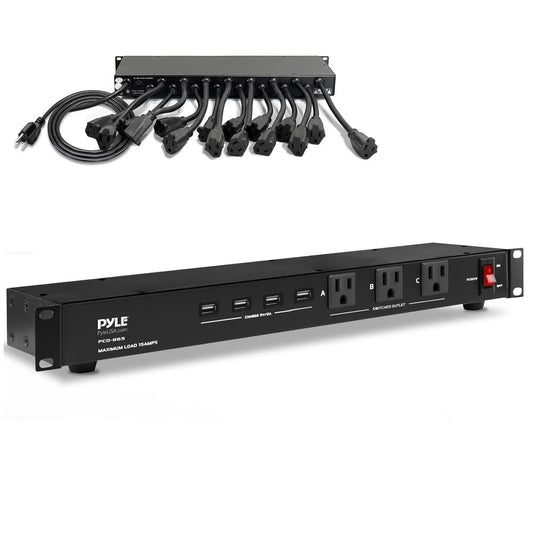 Parafoudre multiprise 19 prises à monter en rack avec 4 ports USB et câble de 15 pieds