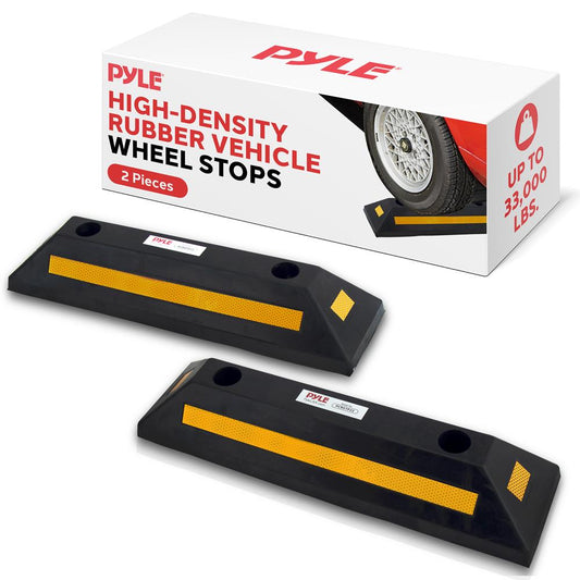 Vehicle Wheel Stops, Parking Aid, High-Density Rubber, Yellow Reflective