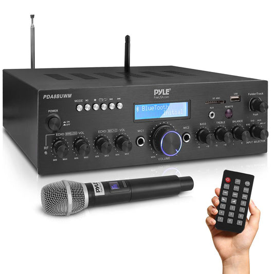 Amplificateur de microphone sans fil 200W Bluetooth avec streaming et doubles entrées micro
