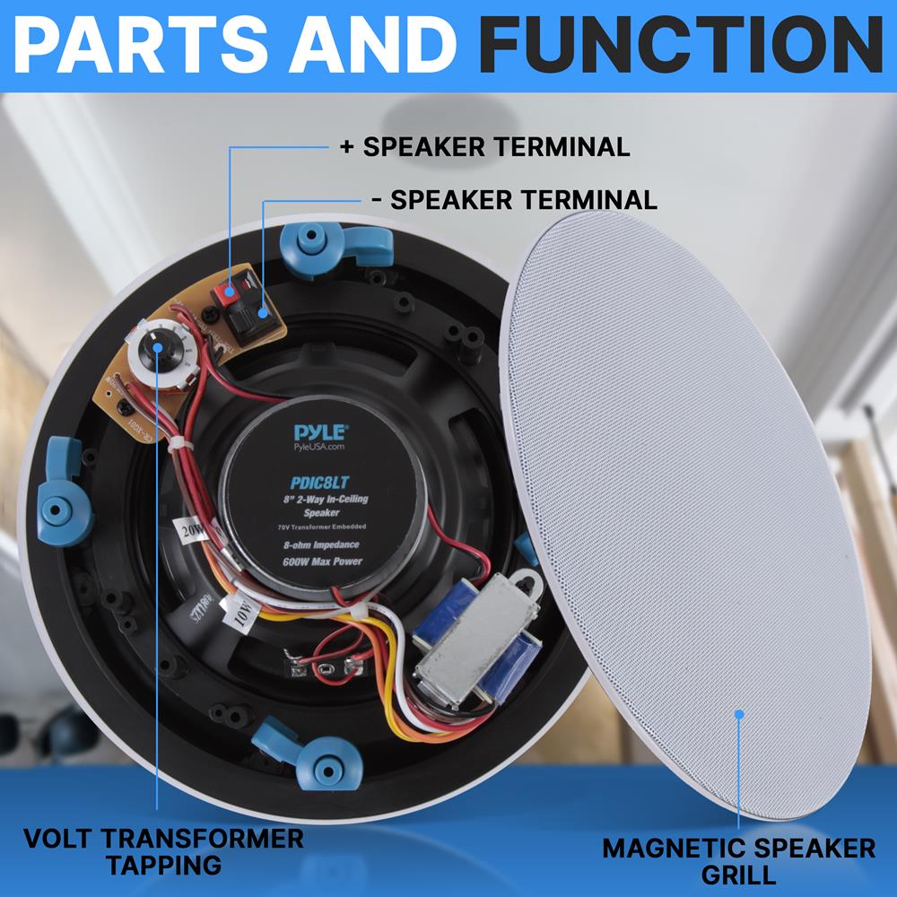 product image number 2 for Pyle 8.0’’ In-Wall / Ceiling Speakers