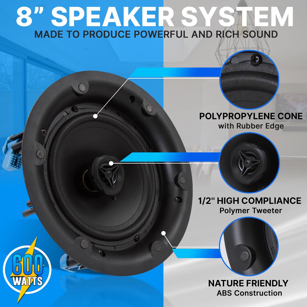 product image number 3 for Pyle 8.0’’ In-Wall / Ceiling Speakers