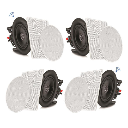 8" Bluetooth Ceiling Speaker Kit, 250W, 2-Way Stereo, Flush Mount