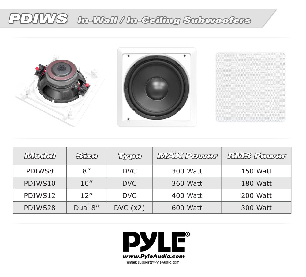 product image number 5 for Pyle 10'' Home In-Wall / In-Ceiling Subwoofer