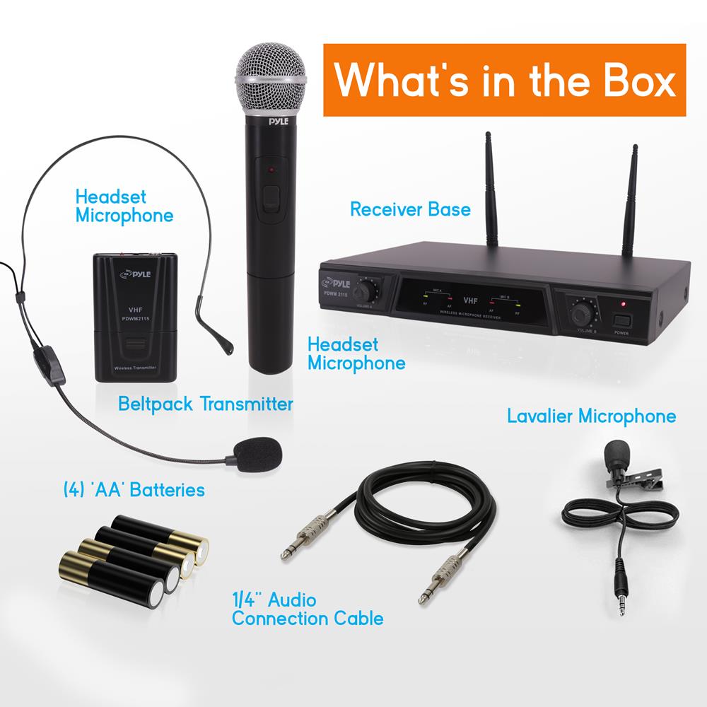 product image number 7 for Pyle Vhf 2-Ch. Wireless Microphone System Kit