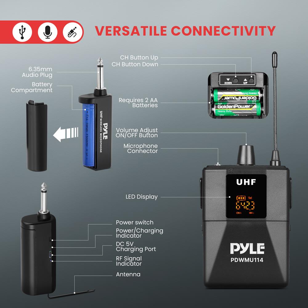 product image number 5 for Pyle Universal Uhf Wireless Microphone