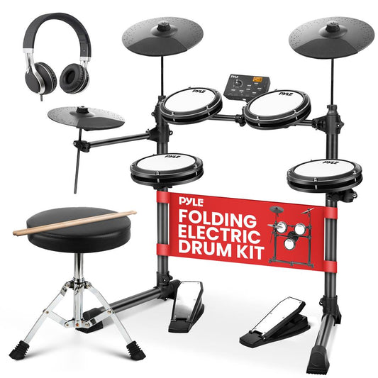 Electronic Drum Set, Realistic Sound, 4 Quiet Mesh Pads, USB MIDI