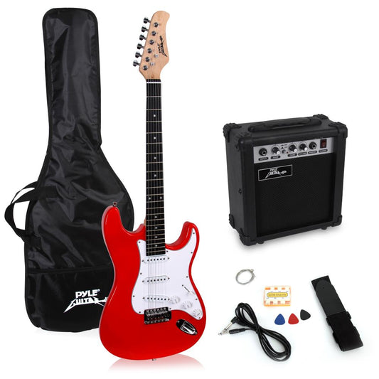 Electric Guitar Kit for Beginners, 6-String, Paulownia Wood, Red