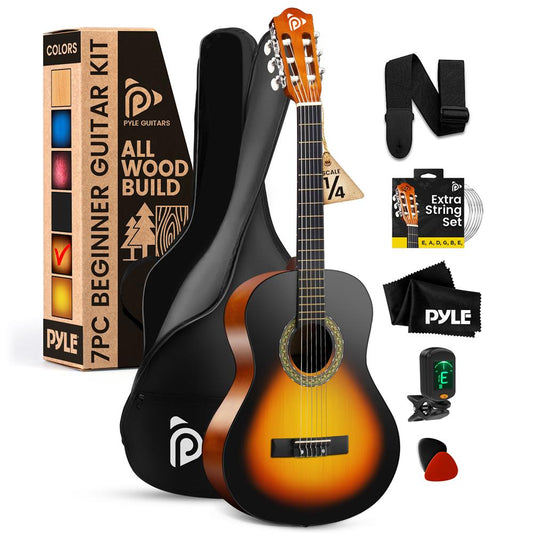 Acoustic Guitar Kit, Beginner-Friendly, 30" Sunburst, Nylon Strings
