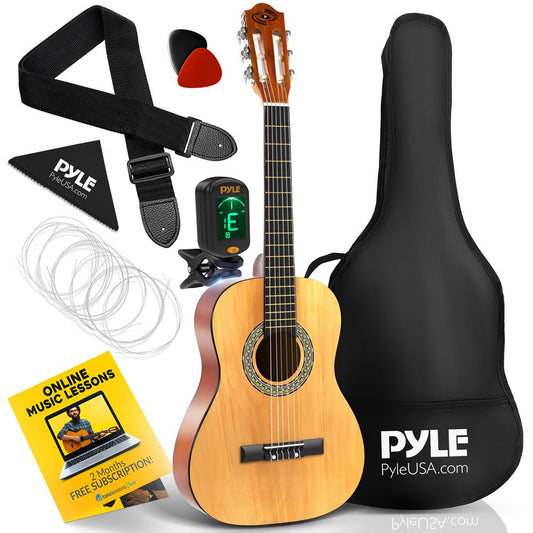 Beginner Acoustic Guitar Kit, 1/2 Size, All Wood, Natural Ash, 34"