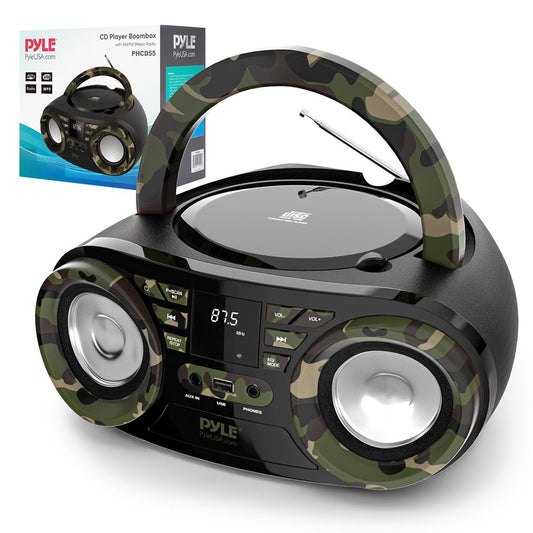 Lecteur CD portable Boombox, Bluetooth, 50W, design camouflage