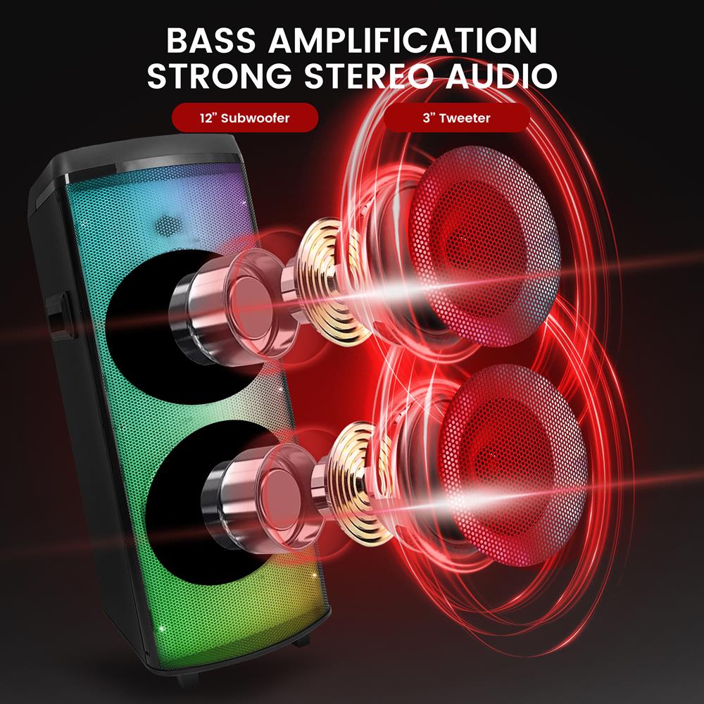 product image number 2 for Pyle Dual 12” Portable Pa Party Speaker