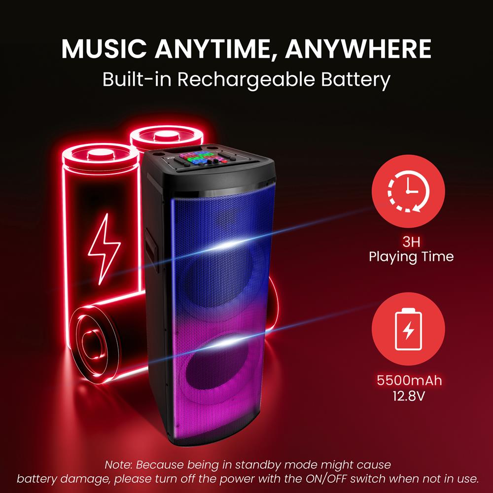 product image number 5 for Pyle Dual 12” Portable Pa Party Speaker