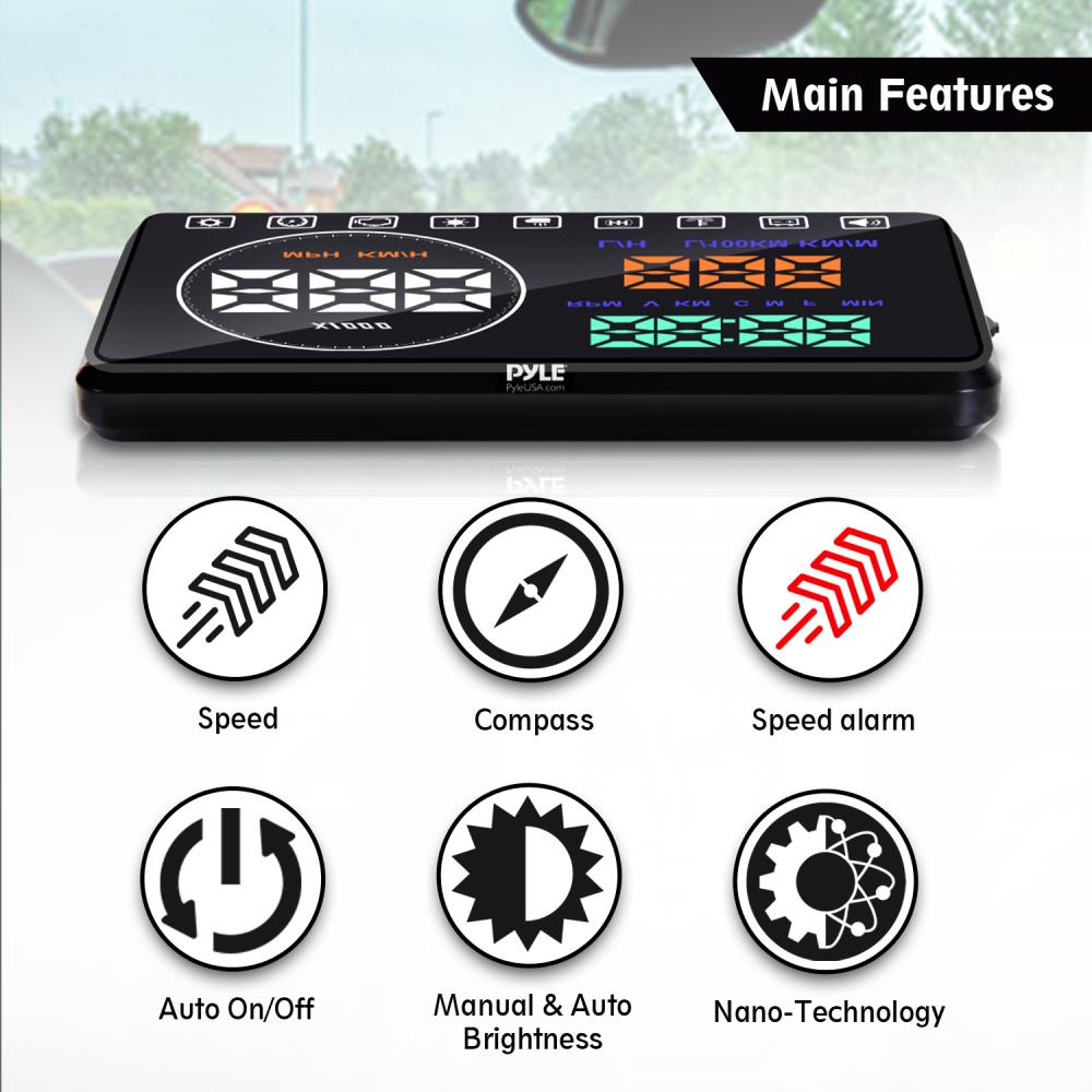 product image number 5 for Pyle Vehicle Speed & Diagnostic Hud Monitor