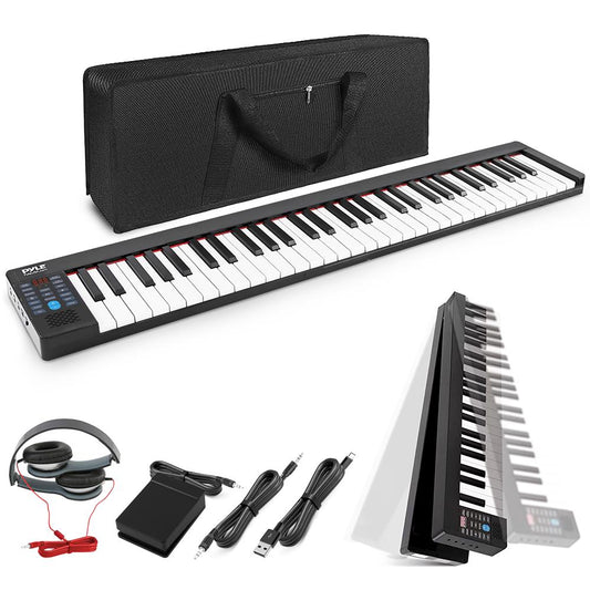Electric Piano Keyboard 61 Keys Foldable Bluetooth 129 Tones