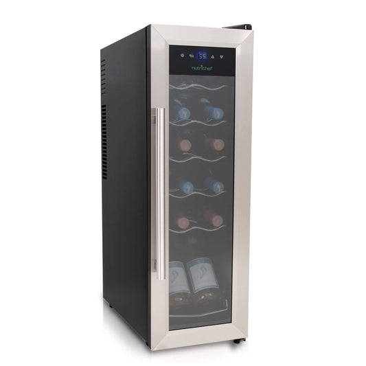 12 Bottle Wine Cooler, Compact Fridge, Digital Control, Stainless Steel
