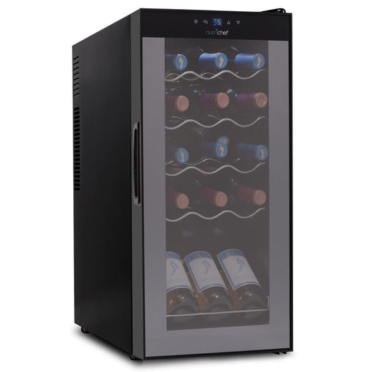 Compressor Wine Fridge 15-Bottle Capacity Digital Touch Glass Door White