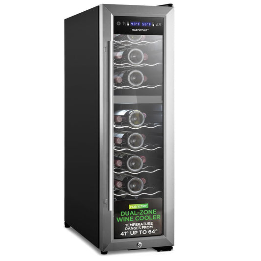 24 Bottle Wine Cooler, Dual Zone, Adjustable Temp, Stainless Steel Handle