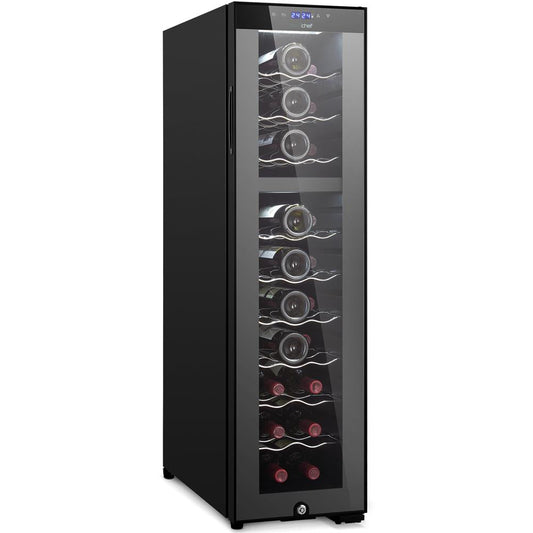 Dual-Zone Wine Cooler, 27-Bottle Capacity, Digital Control, Glass Door