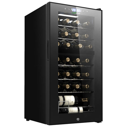 28 Bottle Wine Cooler, Dual Zone, Adjustable Temp, Ultra Quiet, Glass Door